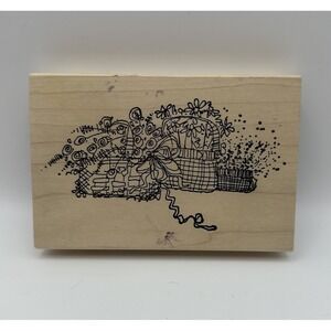 Imaginations Baskets Of Flowers Wood Mount Rubber Stamp Vintage Country Cottage
